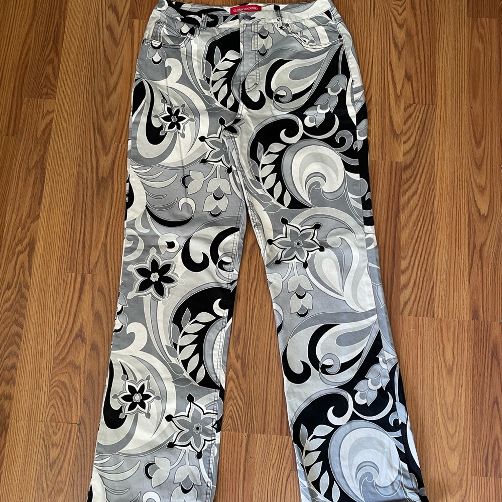 Gloria Vanderbilt paisley groovy vintage design flower power 90s pants size 12